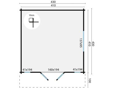 Gartenhaus Laula 430x530 cm